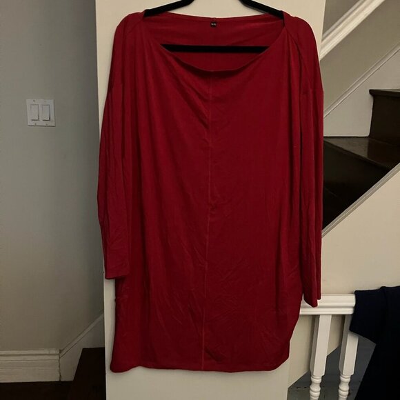Red Longsleeve Shirtdress - Picture 3 of 7